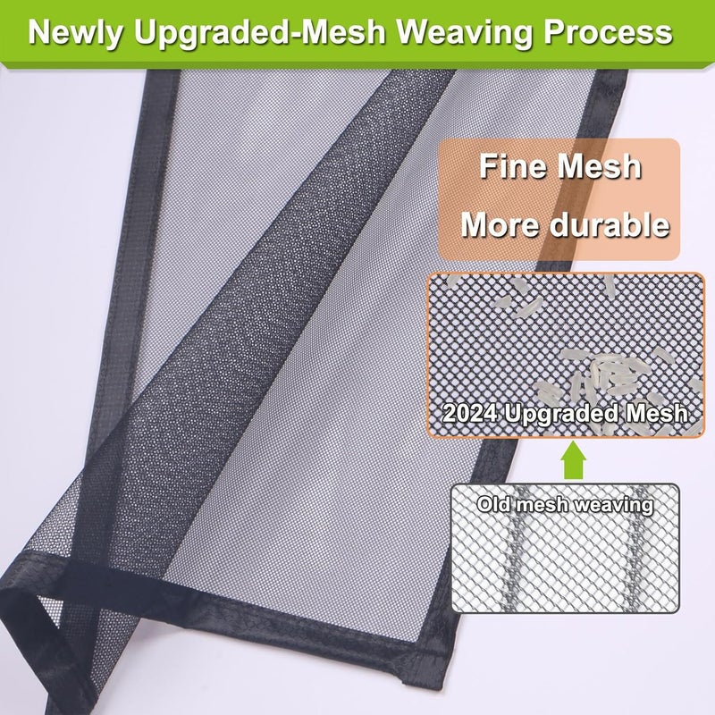 Risareyi Magnetic Screen Door Self Closing, Black Upgraded Polyester Thicken Mesh Mosquito Net Front Door Screen Magnetic Closure, Keep Bugs Out, Frame Hook & Loop, Actual Size 26 x 82 inches - Image 5